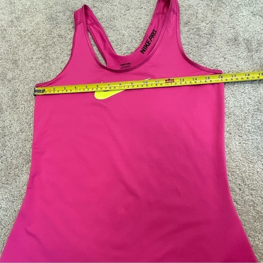 Nike pro hot pink yellow swoosh logo Racerback tank top Sz M